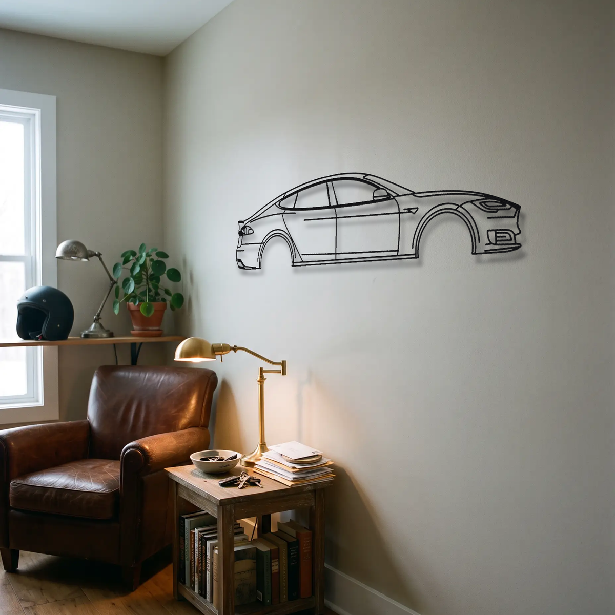 Tesla Model S P100D Ludicrous metal wall art room scene