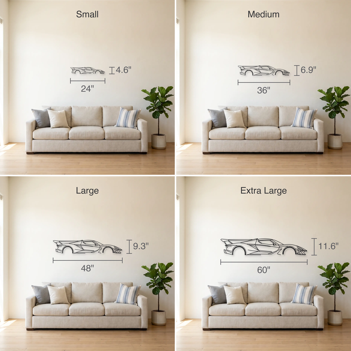 Apollo Intensa Emozione (IE) size guide — all four sizes to scale