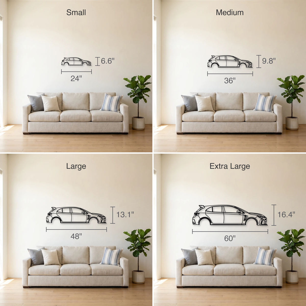 2023 Toyota GR Corolla Morizo Edition size guide — all four sizes to scale