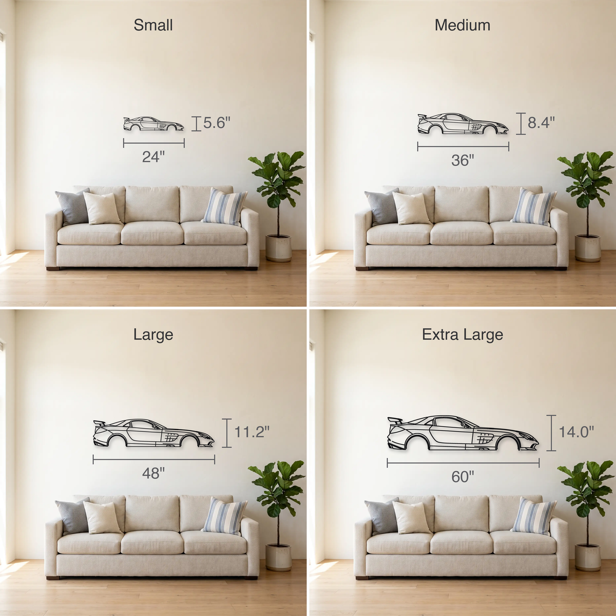 2006-07 Mercedes-Benz SLR McLaren 722 Edition C199 size guide — all four sizes to scale