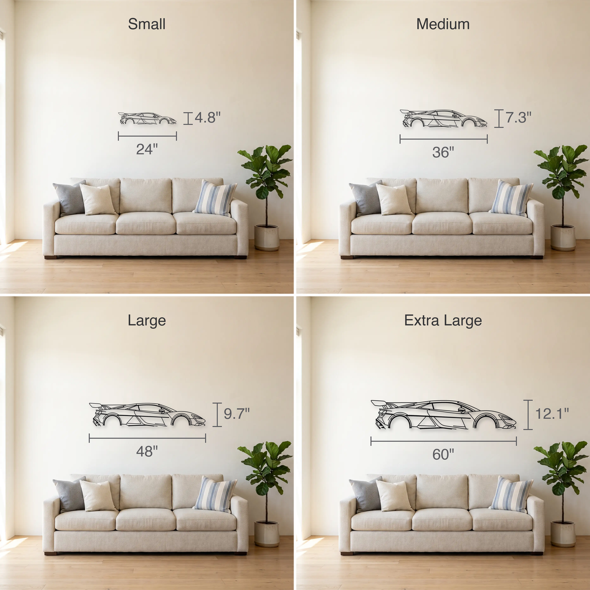 Yangwang U9 size guide — all four sizes to scale