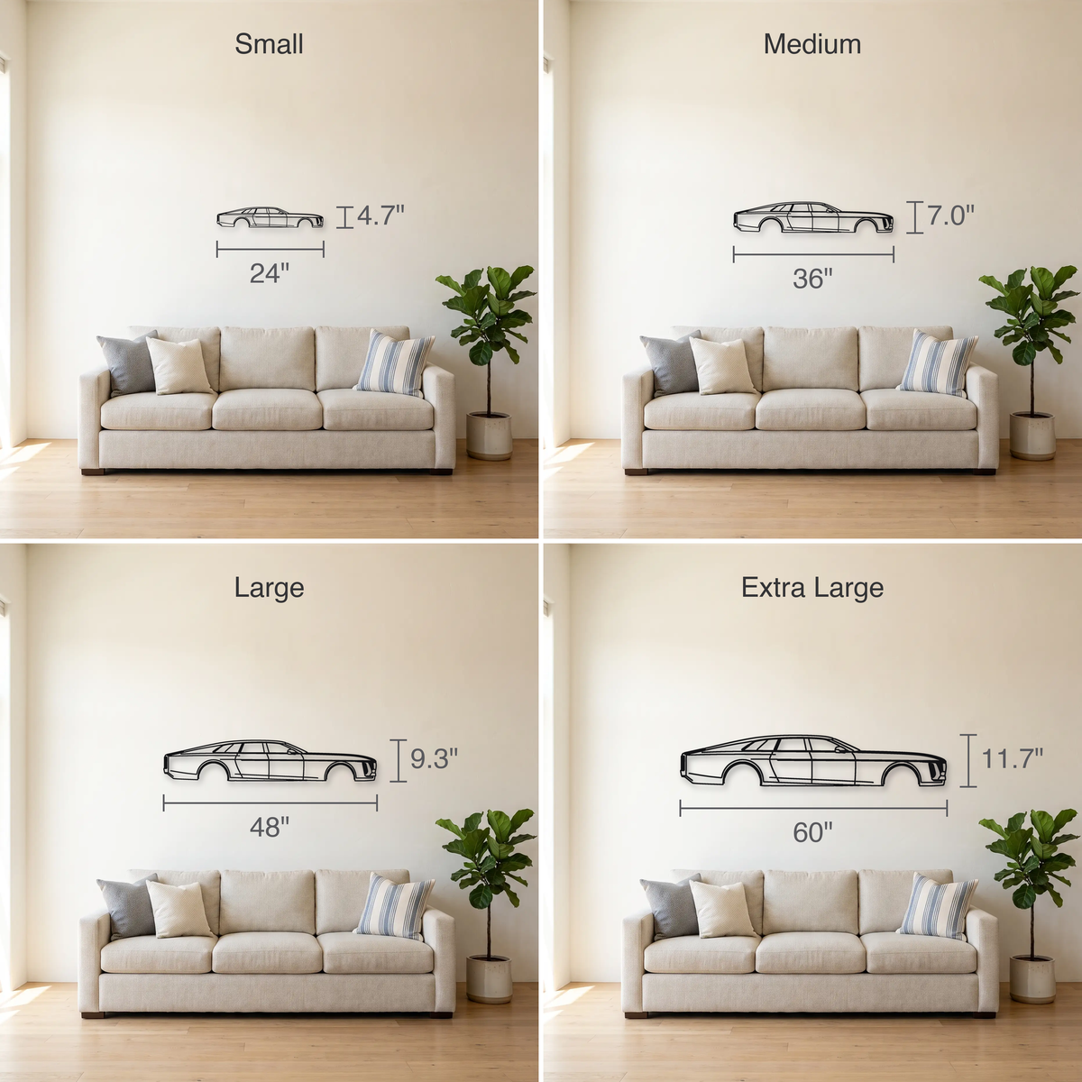 2024- Cadillac Celestiq size guide — all four sizes to scale
