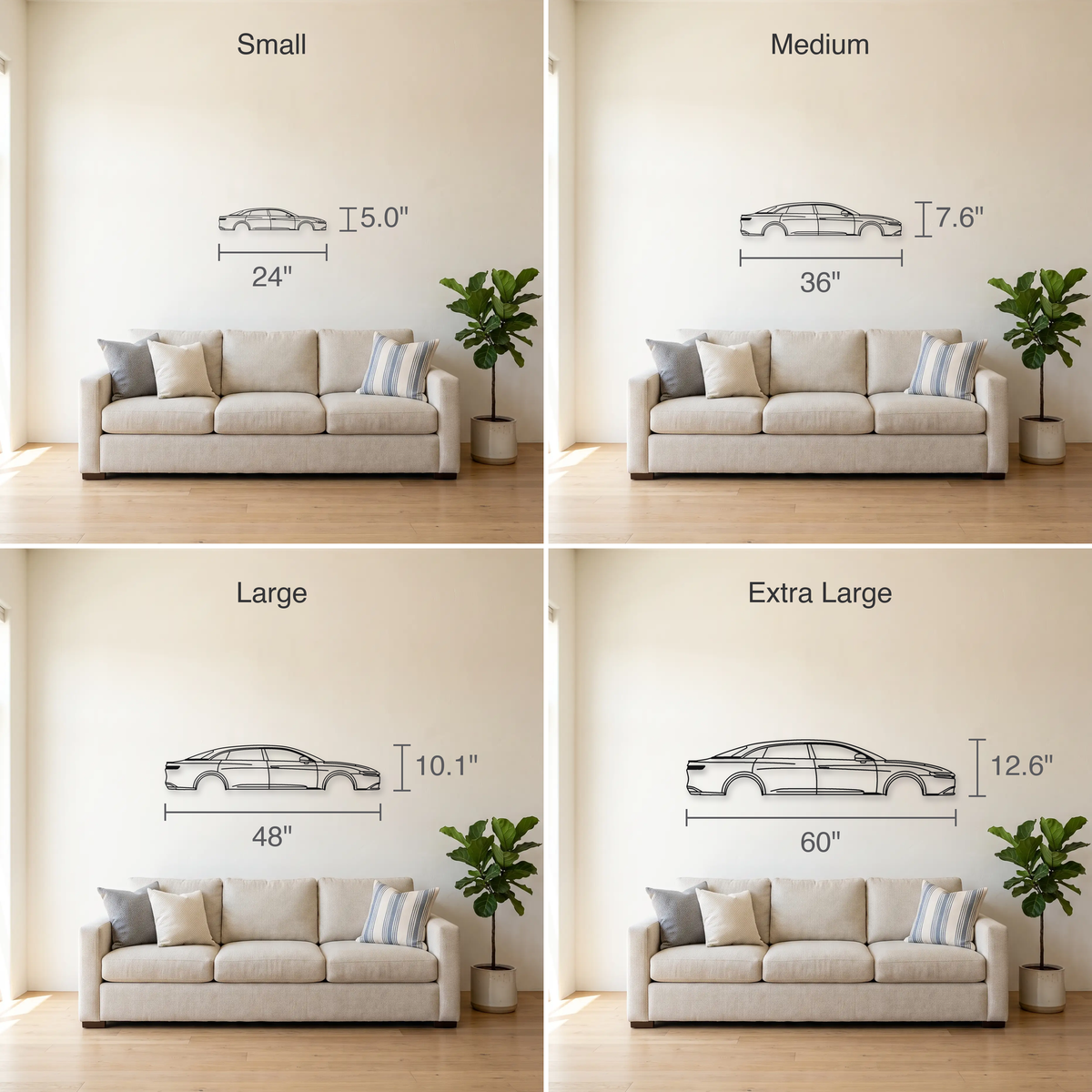 Lucid Air Sapphire size guide — all four sizes to scale