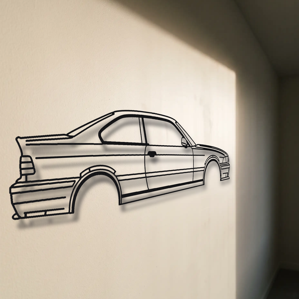 BMW M3 E36 floating mount drop-shadow detail