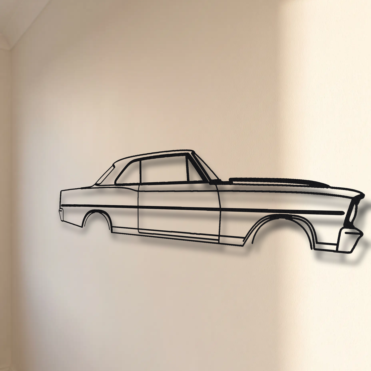 1966-1967 Chevrolet Nova SS floating mount drop-shadow detail
