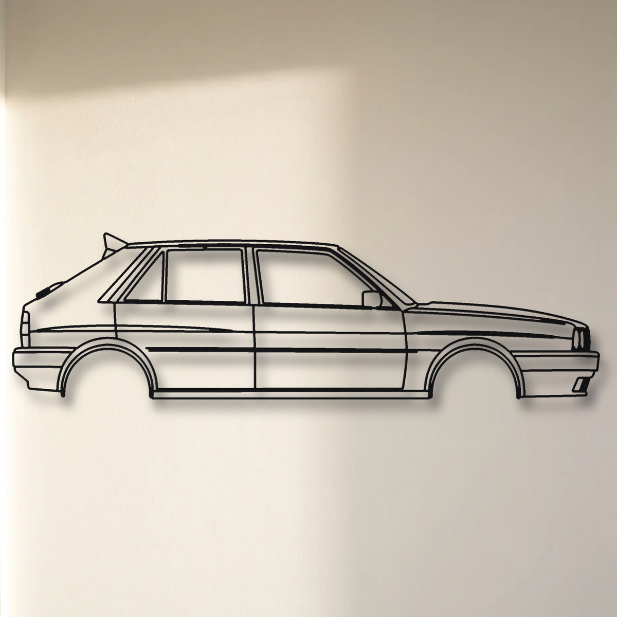 Lancia Delta HF Integrale 8V floating mount drop-shadow detail