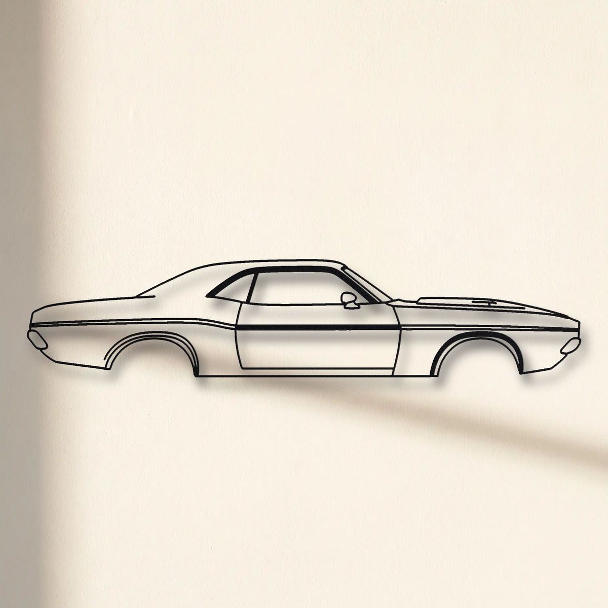 1970 Dodge Challenger R/T floating mount drop-shadow detail