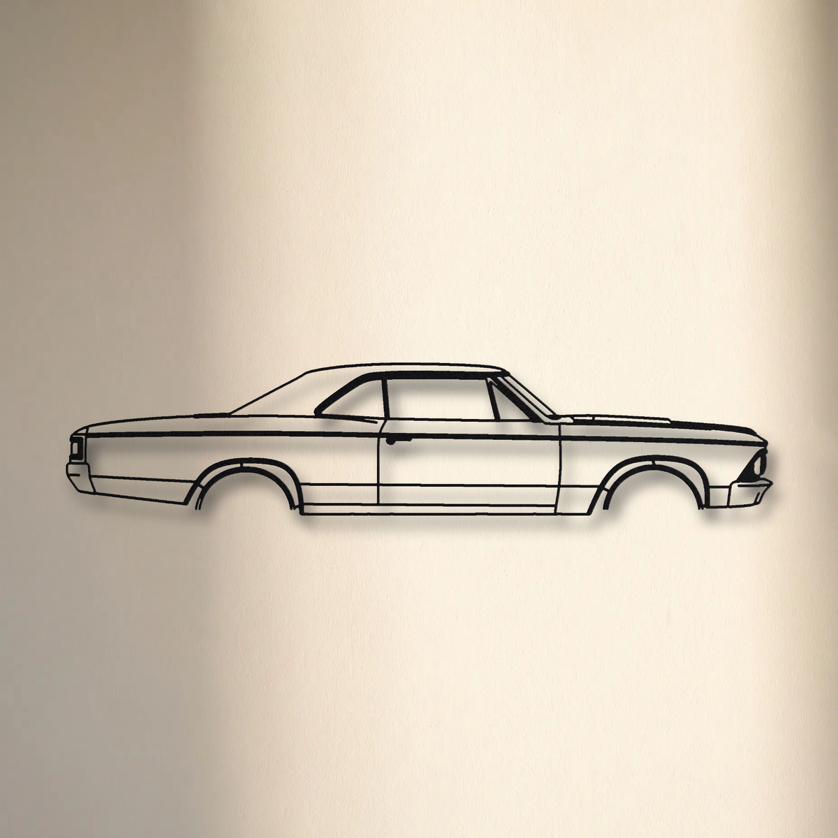1966-1967 Chevrolet Chevelle SS 396 floating mount drop-shadow detail
