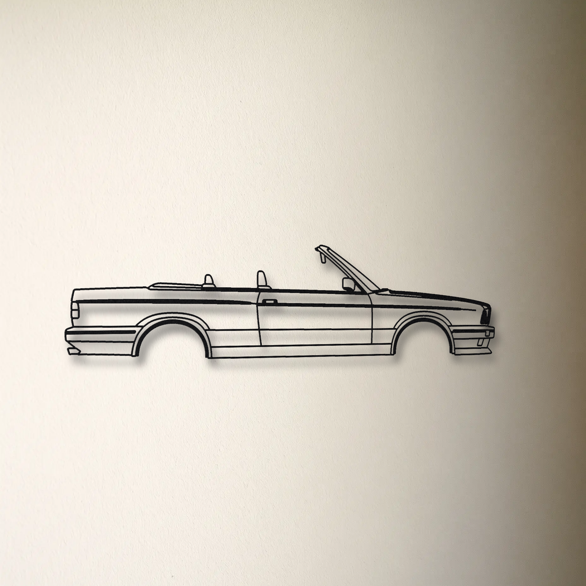 BMW M3 Convertible E30 floating mount drop-shadow detail