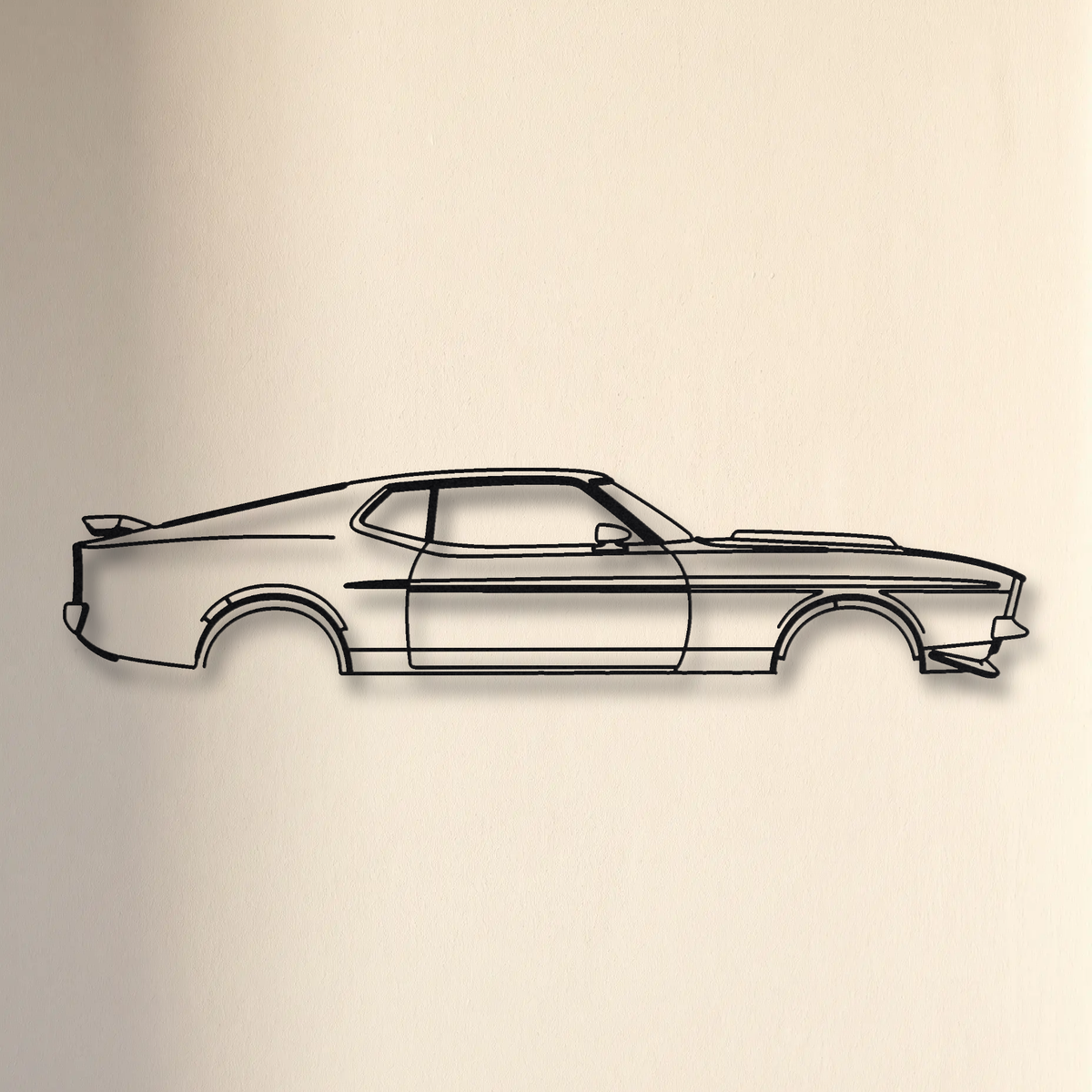 1971-1973 Ford Mustang Mach 1 floating mount drop-shadow detail