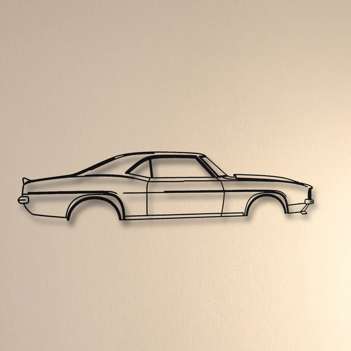 1969 Chevrolet Camaro floating mount drop-shadow detail