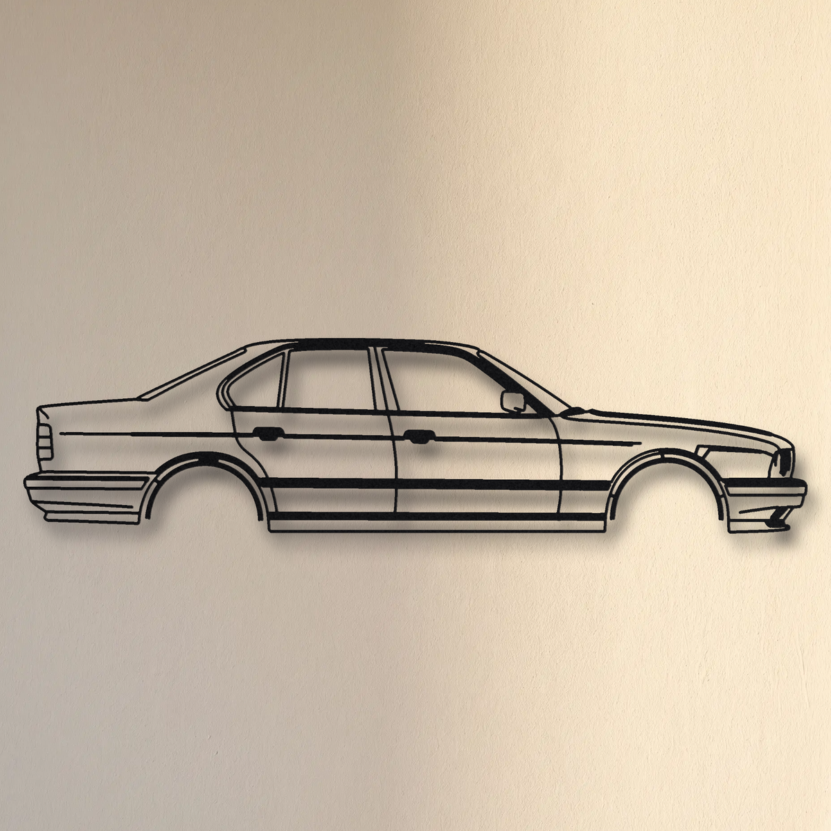BMW M5 E34 floating mount drop-shadow detail